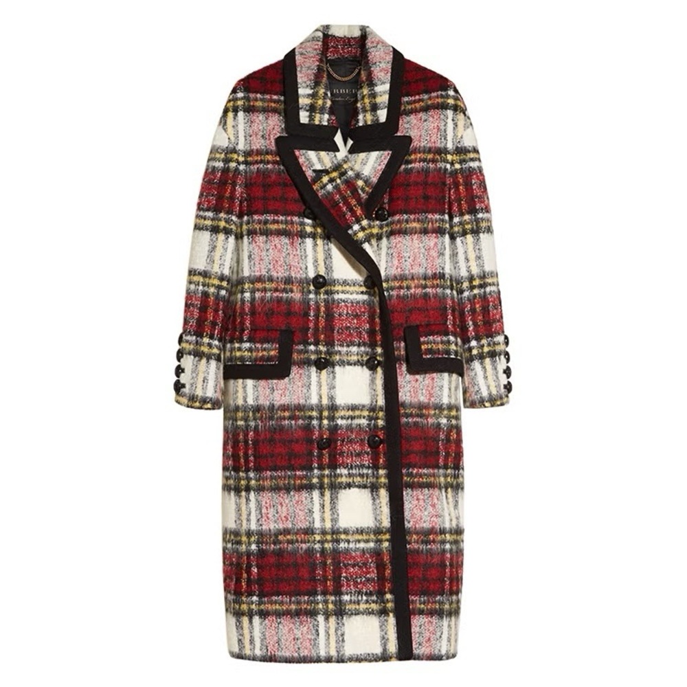 BURBERRY Tartan Plaid Wool Mohair Double Breasted Oversized Runway Pea Coat \\ 4
